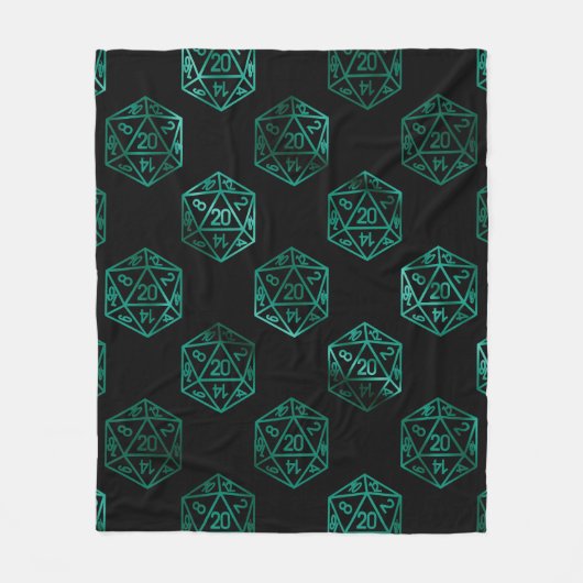 RPG Dice | Emerald Fantasy tafelblad Retro Gamer Fleece Deken (Voorkant)
