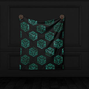 RPG Dice   Emerald Fantasy tafelblad Retro Gamer Fleece Deken