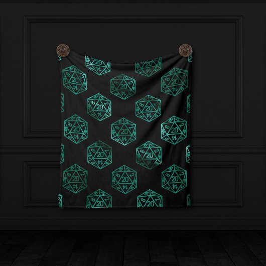 RPG Dice | Emerald Fantasy tafelblad Retro Gamer Fleece Deken