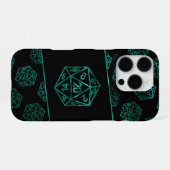RPG Dice | Emerald Fantasy tafelblad Retro Gamer iPhone Hoesje (Achterkant horizontaal)