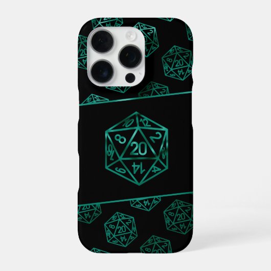 RPG Dice | Emerald Fantasy tafelblad Retro Gamer iPhone Hoesje (Achterkant)