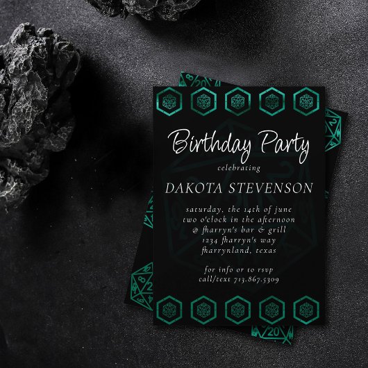 RPG Dice | Emerald Fantasy tafelblad Retro Gamer Kaart