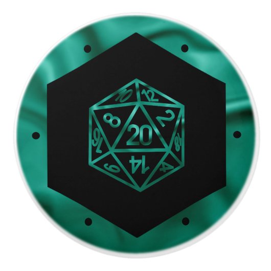 RPG Dice | Emerald Fantasy tafelblad Retro Gamer Keramische Knop (Voorkant)