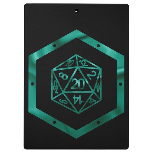 RPG Dice | Emerald Fantasy tafelblad Retro Gamer Klembord (Achterkant)