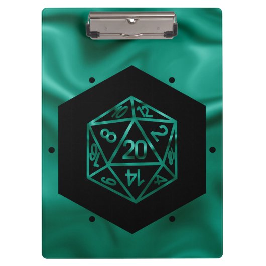 RPG Dice | Emerald Fantasy tafelblad Retro Gamer Klembord (Voorkant)