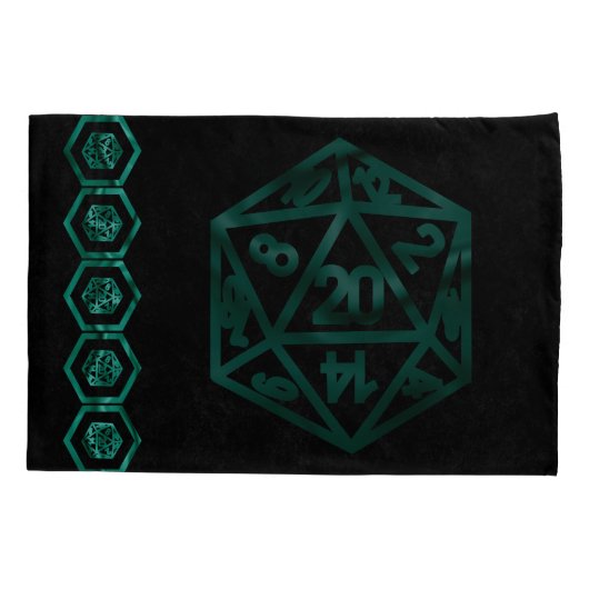 RPG Dice | Emerald Fantasy tafelblad Retro Gamer Kussensloop (Achterkant-Links)