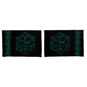 RPG Dice   Emerald Fantasy tafelblad Retro Gamer Kussensloop