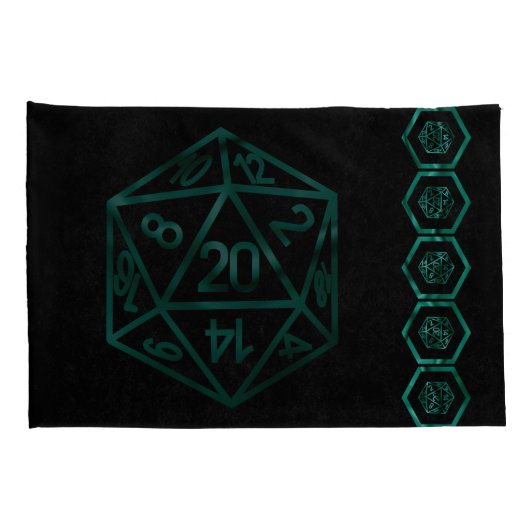 RPG Dice | Emerald Fantasy tafelblad Retro Gamer Kussensloop (Achterkant-Rechts)