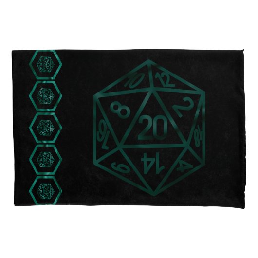 RPG Dice | Emerald Fantasy tafelblad Retro Gamer Kussensloop (Voorkant-Links)