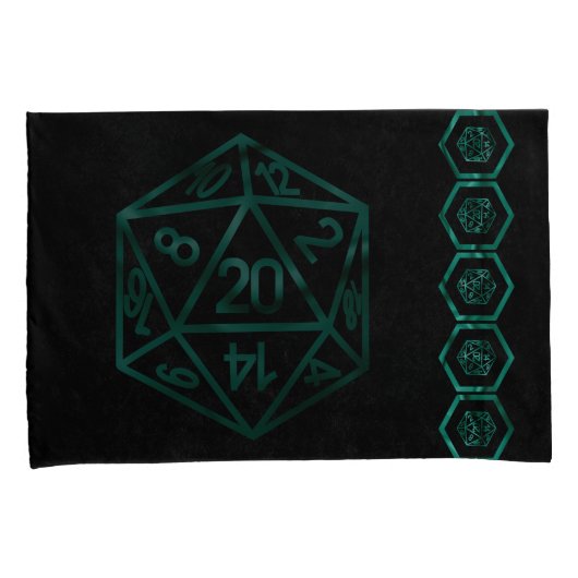 RPG Dice | Emerald Fantasy tafelblad Retro Gamer Kussensloop (Voorkant-Rechts)