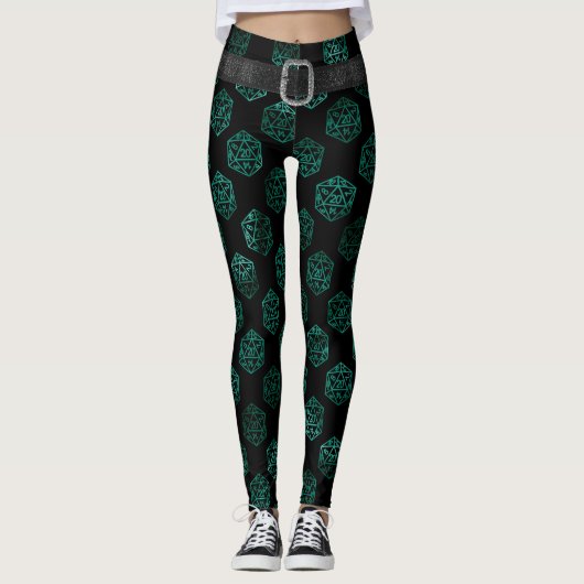 RPG Dice | Emerald Fantasy tafelblad Retro Gamer Leggings (Voorkant)