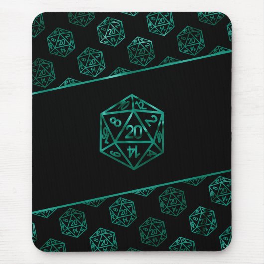 RPG Dice | Emerald Fantasy tafelblad Retro Gamer Muismat (Voorkant)