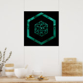 RPG Dice | Emerald Fantasy tafelblad Retro Gamer Poster (Keuken)