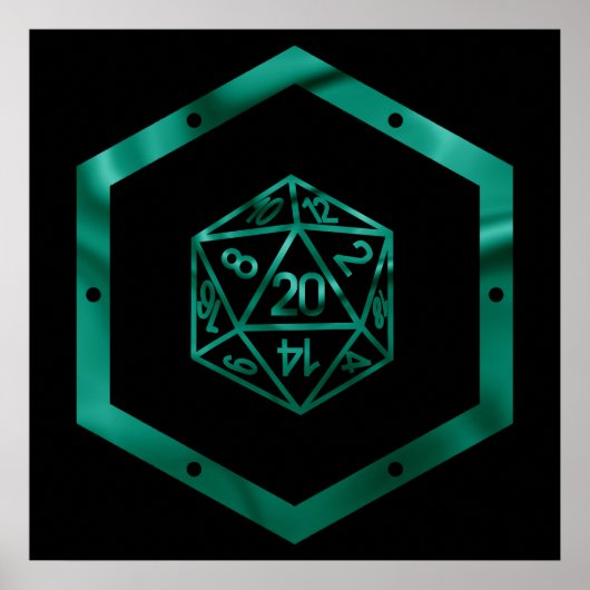 RPG Dice | Emerald Fantasy tafelblad Retro Gamer Poster (Voorkant)