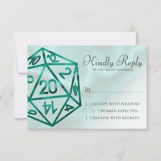 RPG Dice | Emerald Fantasy tafelblad Retro Gamer RSVP Kaartje (Voorkant)