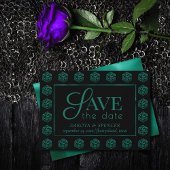 RPG Dice | Emerald Fantasy tafelblad Retro Gamer Save The Date