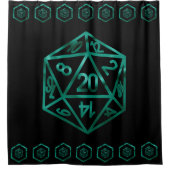 RPG Dice | Emerald Green Fantasy tafelblad gamer Douchegordijn (Voorkant)