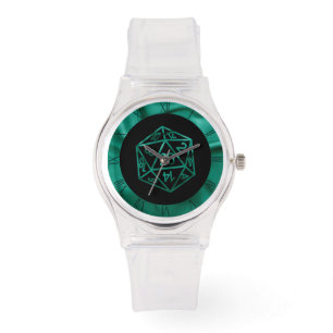 RPG Dice   Emerald Green Fantasy tafelblad gamer Horloge