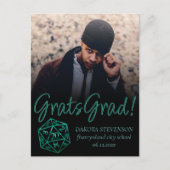 RPG Dice | Emerald Tabletop Retro Gamer Afstuderen Aankondigingskaart (Voorkant)