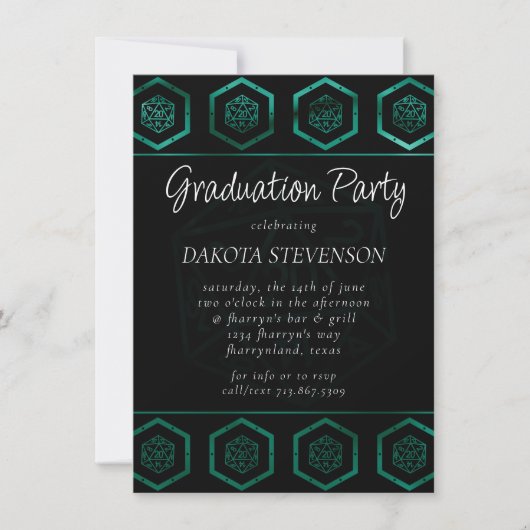 RPG Dice | Emerald Tabletop Retro Gamer Afstuderen Kaart (Voorkant)