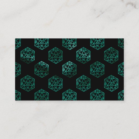 RPG Dice | Emerald Tabletop Retro Gamer Receptie Informatiekaartje (Achterkant)