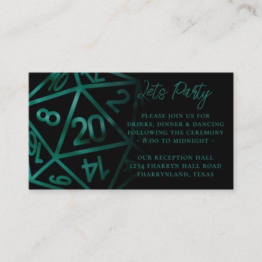 RPG Dice | Emerald Tabletop Retro Gamer Receptie Informatiekaartje (Voorkant)