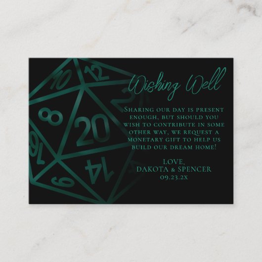 RPG Dice | Emerald Tafelblad Gamer Wishing Well Informatiekaartje (Voorkant)