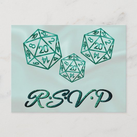 RPG Dice | Emerald tafelblad PnP Gamer Entree RSVP Uitnodiging Briefkaart (Voorkant)