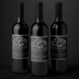 RPG Dice | Fantasy Retro Tafelblad Gamer Bedankt Wijn Etiket