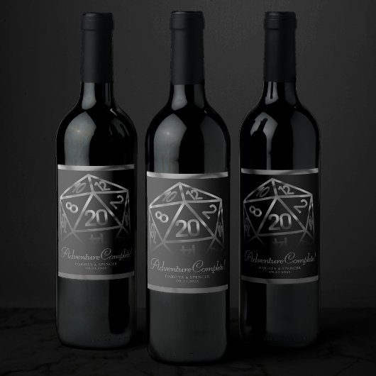 RPG Dice | Fantasy Retro Tafelblad Gamer Bedankt Wijn Etiket