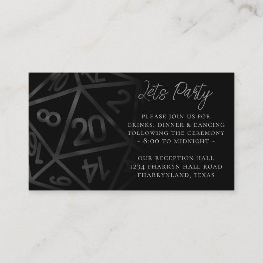 RPG Dice | Fantasy Retro Tafelblad Gamer Receptie Informatiekaartje (Voorkant)