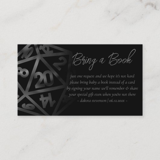 RPG Dice | Fantasy Tabletop Gamer Book Request Informatiekaartje (Voorkant)