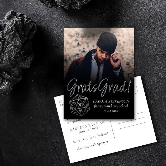 RPG Dice | Fantasy Tabletop Gamer Foto Afstuderen Aankondigingskaart