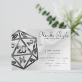 RPG Dice | Fantasy Tabletop Retro Gamer Entree RSVP Kaartje (Staand voorkant)