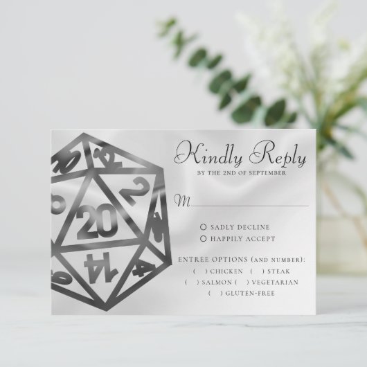 RPG Dice | Fantasy Tabletop Retro Gamer Entree RSVP Kaartje (Staand voorkant)