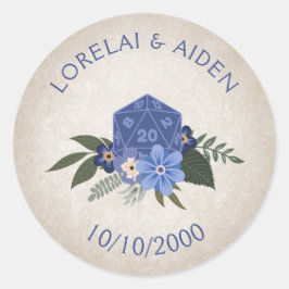 RPG Dice Gamer Bruiloft Ronde Sticker