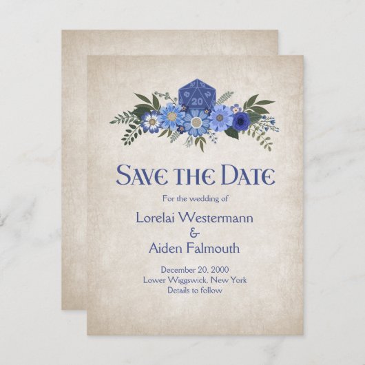 RPG Dice Gamer Bruiloft Save The Date (Voorkant / Achterkant)