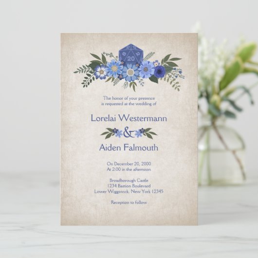 RPG Dice Gamer bruiloft uitnodiging (Staand voorkant)