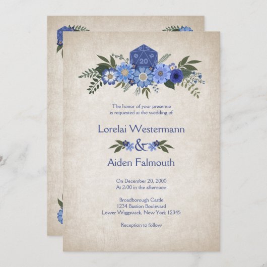 RPG Dice Gamer bruiloft uitnodiging (Voorkant / Achterkant)