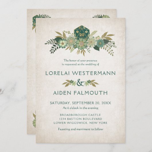 RPG Dice Gamer bruiloft uitnodiging (Voorkant / Achterkant)