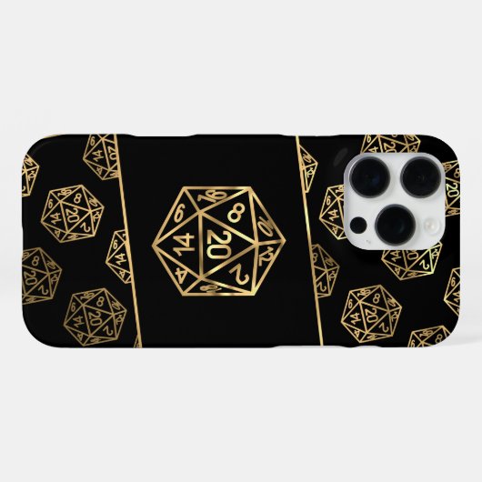 RPG Dice | Gold Fantasy Old School tafelblad gamer iPhone Hoesje (Achterkant horizontaal)
