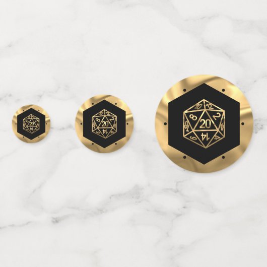 RPG Dice | Gold Fantasy Retro Tafelblad PnP Gamer Confetti (Achterkanten)