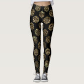 RPG Dice | Gold Fantasy Retro Tafelblad PnP Gamer Leggings (Voorkant)