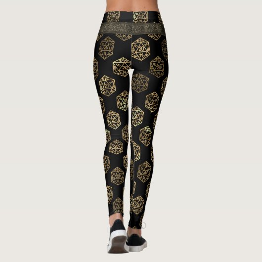 RPG Dice | Gold Fantasy Retro Tafelblad PnP Gamer Leggings (Achterkant)
