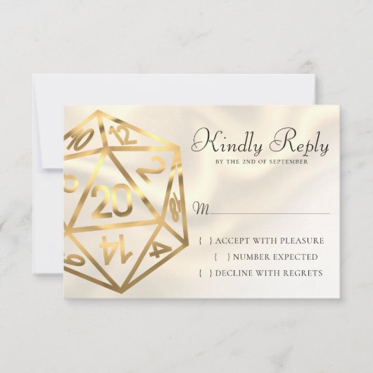 RPG Dice | Gold Fantasy Retro Tafelblad PnP Gamer RSVP Kaartje (Voorkant)