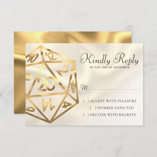 RPG Dice | Gold Fantasy Retro Tafelblad PnP Gamer RSVP Kaartje (Voorkant / Achterkant)