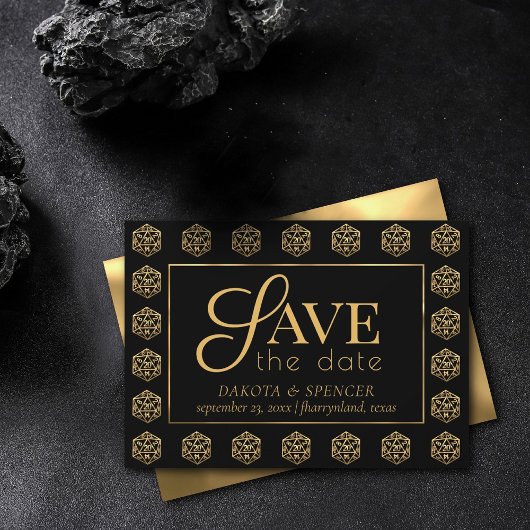 RPG Dice | Gold Fantasy Retro Tafelblad PnP Gamer Save The Date