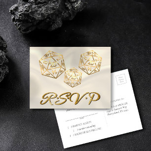 RPG Dice   Gold Fantasy Tabletop Gamer Event RSVP Uitnodiging Briefkaart