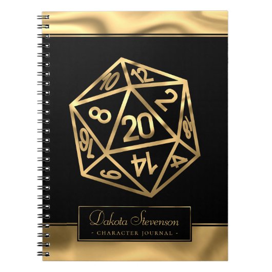 RPG Dice | Gold Fantasy Tabletop Gamer-personage Notitieboek (Voorkant)