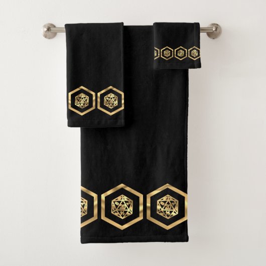 RPG Dice | Gold Fantasy Tabletop Retro PnP Gamer Bad Handdoek (Insitu)